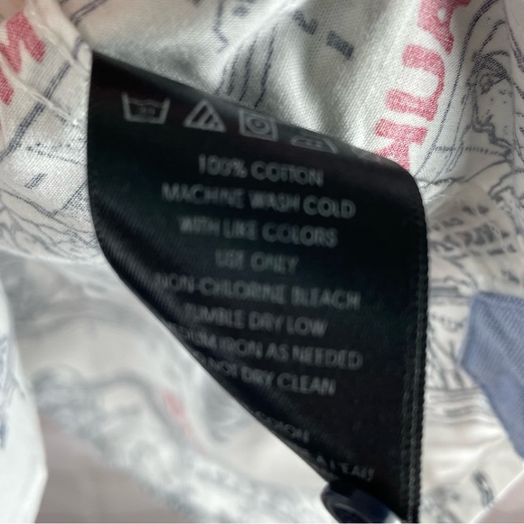 Hawkings Mcgill Nautical Themed Montauk Print Shirt Mens Sz L Button Up Map - Picture 4 of 6